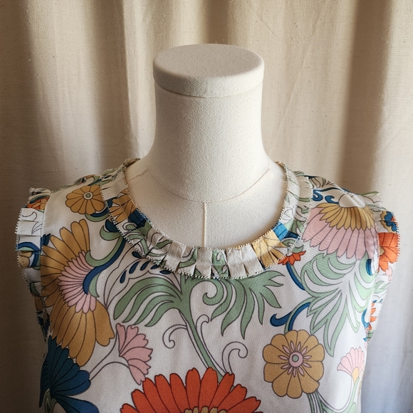 J. Crew Women's Size 6 Sleeveless Floral Blouse - Picture 4 of 10